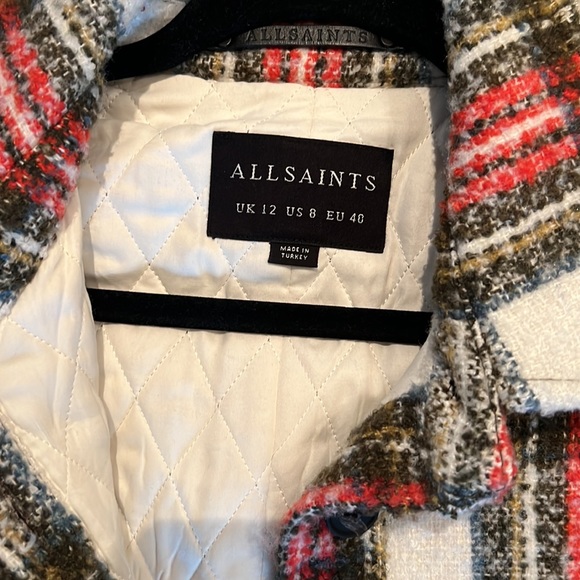 AllSaints Nia Wool Blend Check Coat size 8 - Picture 6 of 7